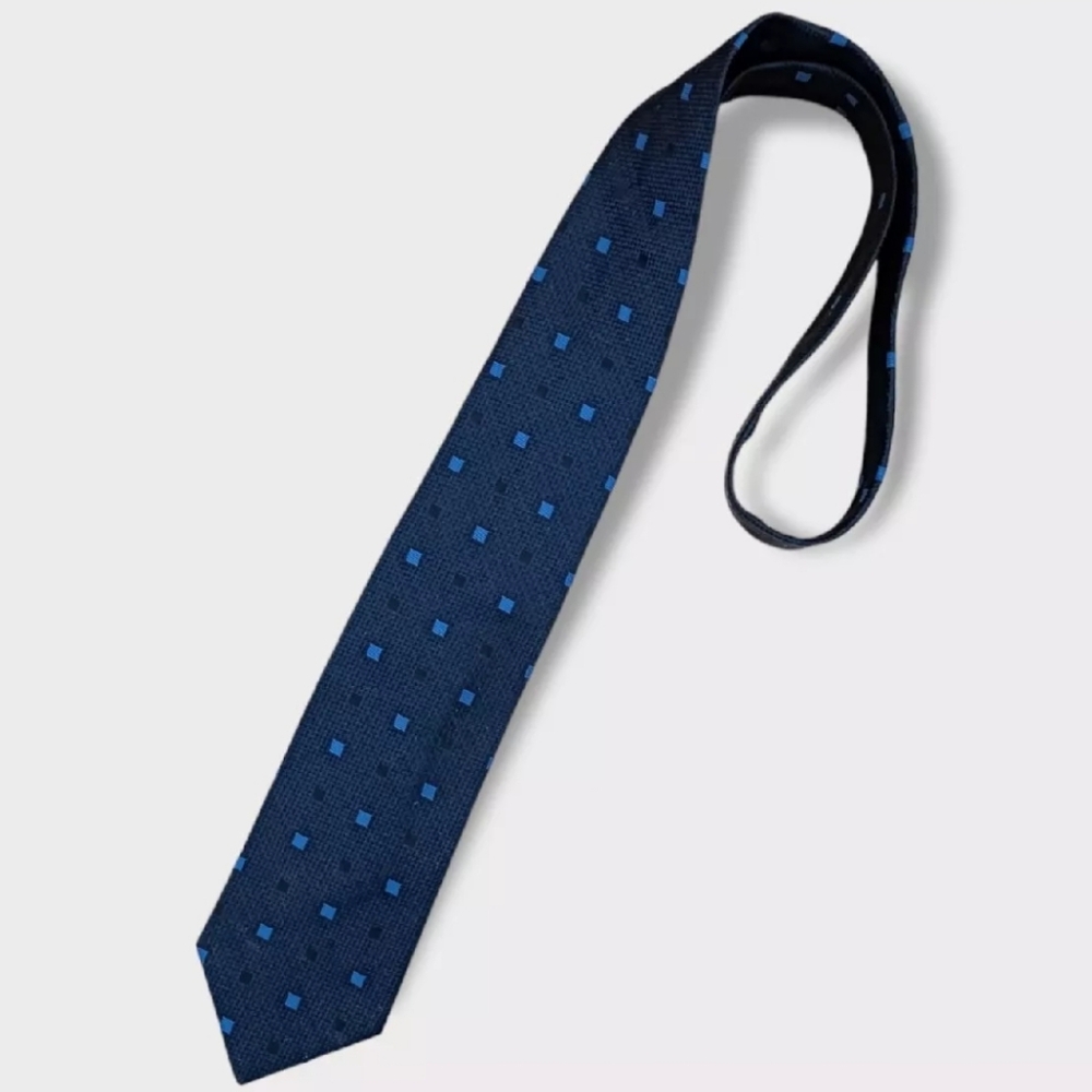 FAÇONNABLE Navy/Blue Geometric Silk LUXURY Tie HANDMADE FRANCE